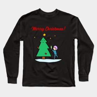 Merry Christmas - Sustainable Tree (Black) Long Sleeve T-Shirt